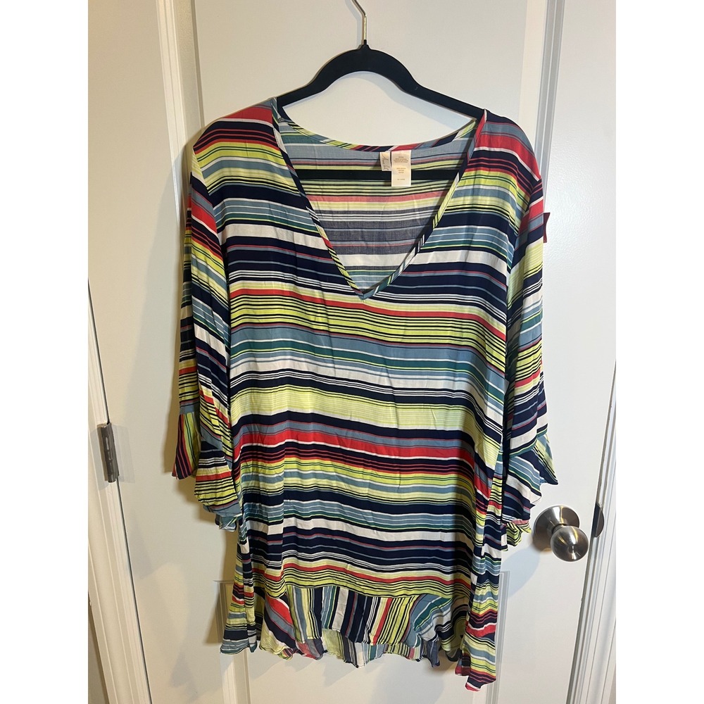 Anne Cole Womens Swim Cover Up Dress Striped Multicolor Medium